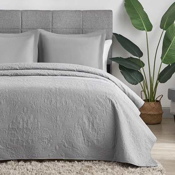 Hansleep Grey Quilt Set — Queen · 3 pieces · quilt + 2 shams