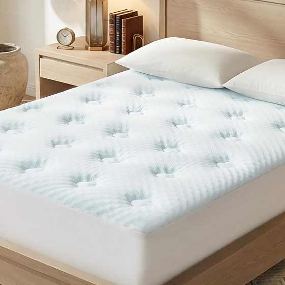 Hansleep memory foam mattress topper on a queen bed